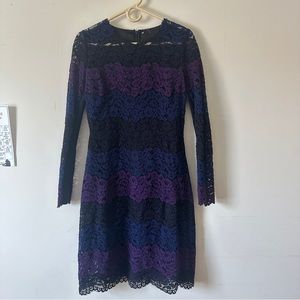 Elie TAHARI womens long sleeve lace dress